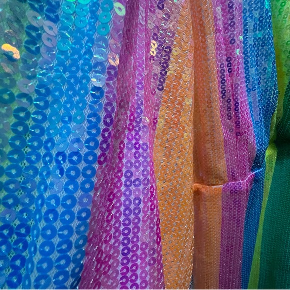 Ivy City Co Jagger Dress In Stripped  colorful rainbow Sequin Size L EUC - Picture 8 of 11